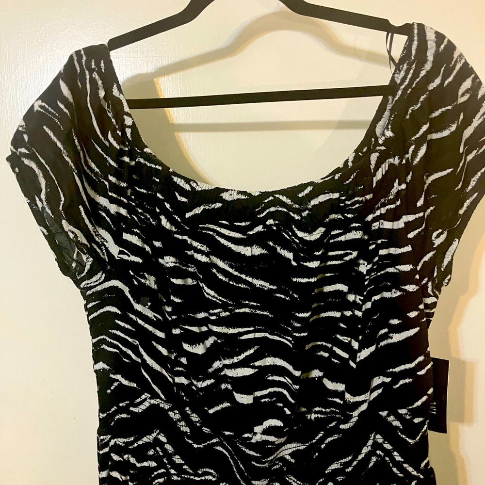 INC International Concepts Midi Dress XL Tiger Striped Black and White